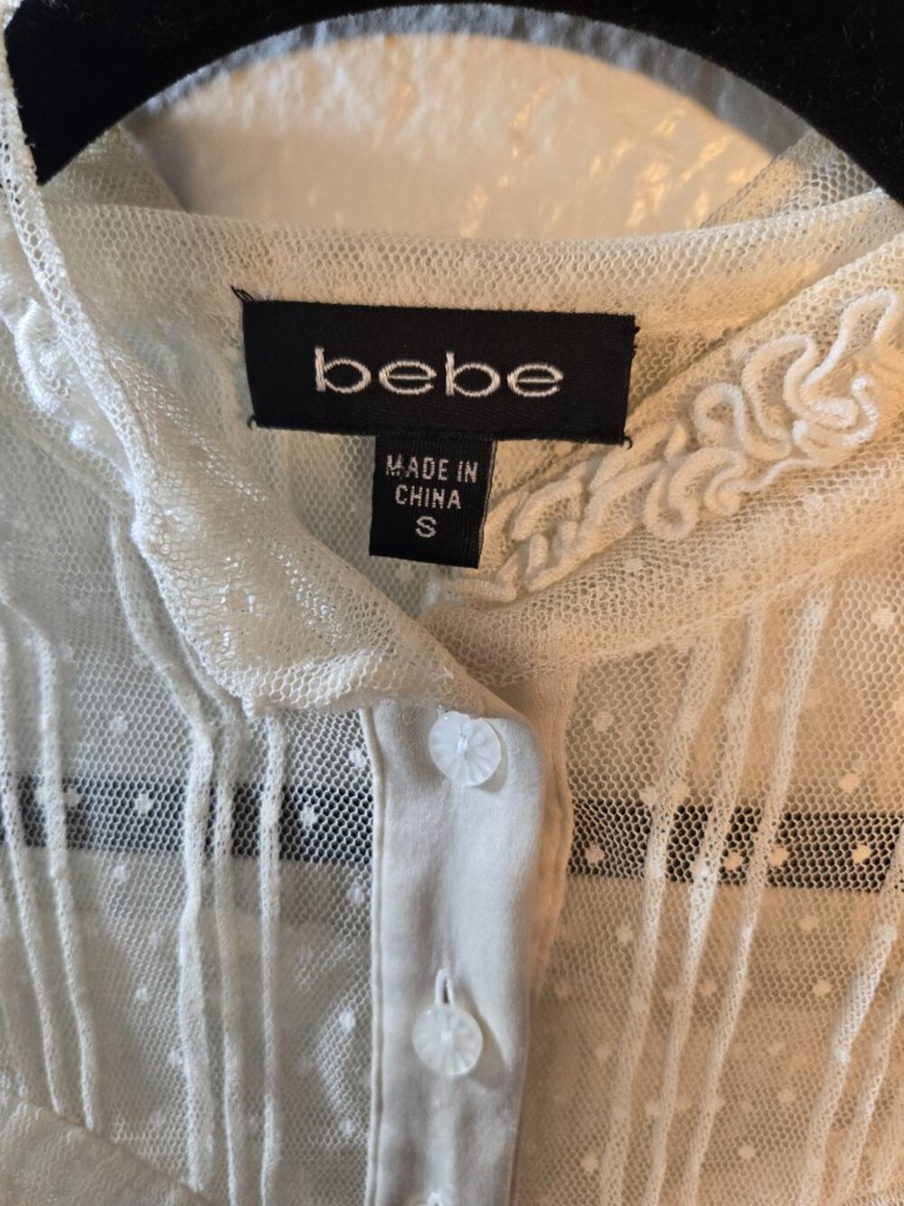 Bebe Y2K Sheer White Mesh Blouse Size S - Picture 3 of 3
